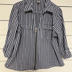 Anne Klein Black and White Boxy Button Down Shirt